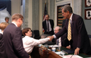 Dr. Sampson greets members of the Senate