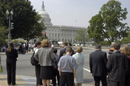 Dr. Sampson, family and friends stand outside the capitol