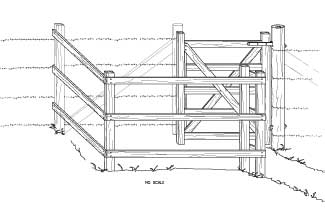 Graphic image of a modified timber kissing gate.