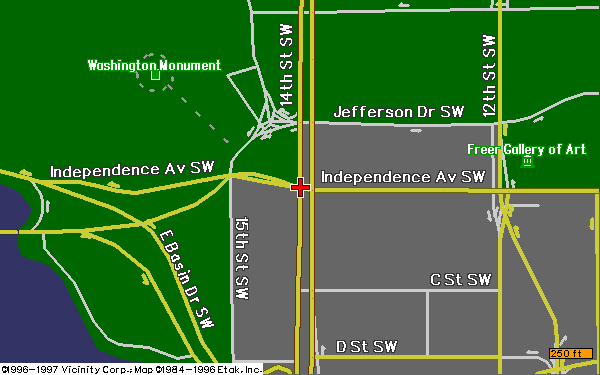 map showing 12th St. and Independence Avenue, SW