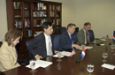 Dep. Secy. Sampson and members of his staff hold a table discussion with the Dutch Delegation