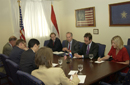 Dep. Secy. Sampson and members of his staff hold a table discussion with the Dutch Delegation