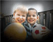 Two boys as seen through vision of a person with glaucoma
