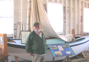 Inside the Cannery Boathouse with a volunteer
