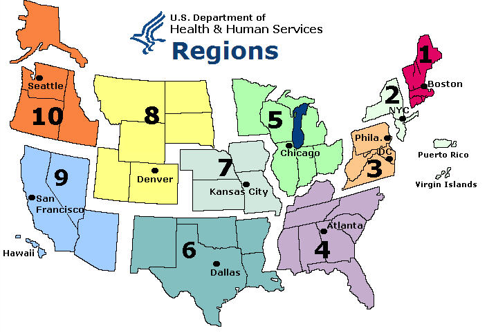 HHS regions map