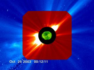 A movie showing two weeks of high solar activity from the SOHO satellite.