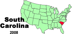 United States map showing the location of South Carolina