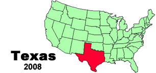 United States map showing the location of Texas