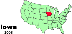 United States map showing the location of Iowa