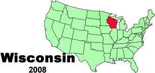 United States map showing the location of Wisconsin