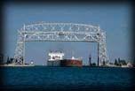 Ship under Duluth Aerial Lift Bridge