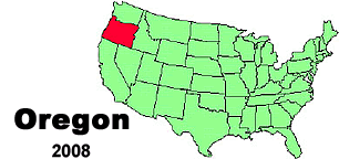 United States map showing the state of Oregon