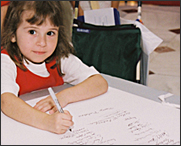 child signing Declaration of Independence