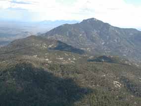 View across mountain from Reef Rock to Rincon Peak