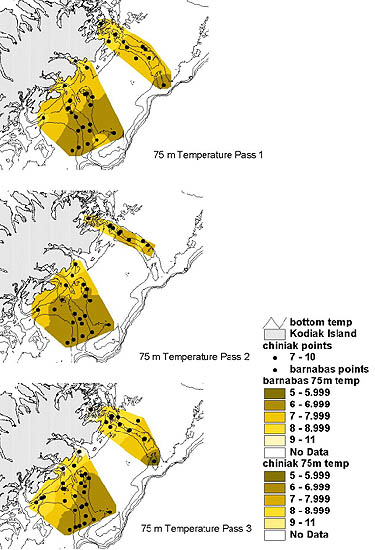 map of contours of temperature