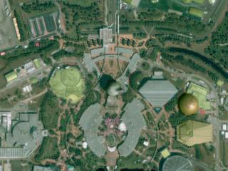 A seamless zoom from space to the ground, using data from Terra-MODIS, Landsat-ETM+, and IKONOS, and ending at Spaceship Earth in Epcot outside of Orlando, Florida.