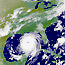 A satellite picture shows Hurricane Katrina spinning over the Gulf of Mexico in August 2005.