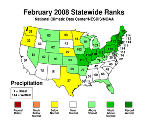 Map showing Statewide Precipitation Ranks