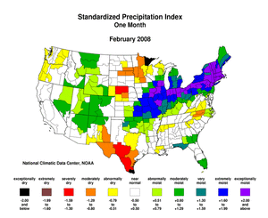 Map showing Standardized Precipitation Index