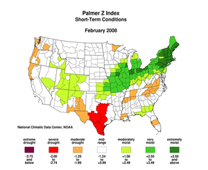 Map showing the Palmer Z Index