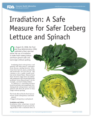 Cover page of PDF version of this article, including photos of spinach and iceberg lettuce.