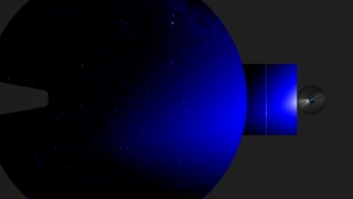 We finally bring in the view of the HI-2 instrument which shows the outer regions of the dust corona and stars.  Some constellations are visible.  The dark region on the left side of the image is part of the 'Earth Occulter' in the HI-2 instrument.