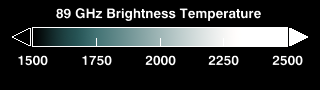 This image shows the color bar applied to the AMSR-E brightness temperature data. 