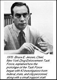 photo - 1970: Bruce E. Jensen, Chief, New York Drug Enforcement Task Force, explained how the prototype of the Task Force began with 43 investigators from federal, state, and city personnel, along with a small support staff.