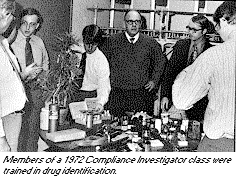 photo - Members of a 1972 Compliance Investigator class were trained in drug identification.