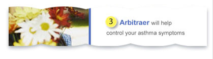 Graphic referring to critique item 3. Arbitraer will help control your asthma symptoms