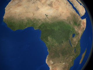 This image shows landcover over Africa in May 2004.