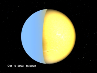 A relatively featureless view of the eastern limb of the Sun (October 6, 2003).