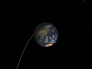 STEREO A and B speed away from the Earth.  Currently their trajectories are too close together to distinguish as separate spacecraft.  This version has no date information.
