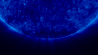 Left-eye movie of the south pole of the Sun at 171 Ångstroms.