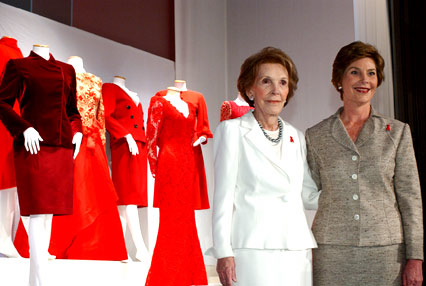 Image of former First Lady, Nancy Reagan and Mrs. Laura Bush