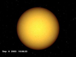 Frontside view of Sun, opening up to reveal farside imaging possible with MDI