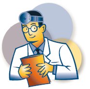 Cartoon doctor holding a clip board