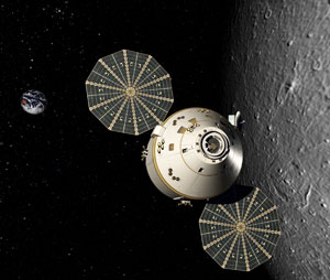 Orion crew vehicle in lunar orbit