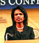 Secretary Rice make closing remarks at the Annapolis Conference.  State Department photo by Michael Gross. 