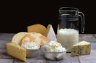 An assortment of milk products including cheese - Click to enlarge in new window.