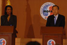 Secretary Rice with Korean Foreign Minister Ban Ki-moon speak to the press