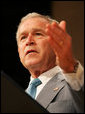 President George W. Bush delivers remarks Thursday, April 24, 2008, during the White House Summit on Inner-City Children and Faith-Based Schools at the Ronald Reagan Building and International Trade Center. White House photo by Chris Greenberg