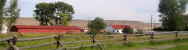 View of some of the ranch buildings in the lower yard