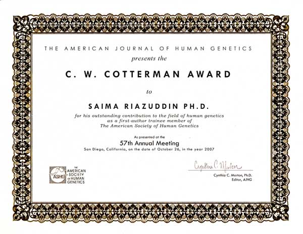 C.W. Cotterman Award