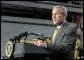 President George W. Bush addresses his remarks Tuesday, July 29, 2008 at the Lincoln Electric Company in Euclid, Ohio, on energy and economic issues. White House photo by Chris Greenberg