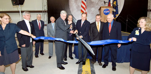 jsc2007e037889 -- Ribbon cutting at Saturn V Grand Opening Ceremony on July 20, 2007