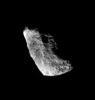 Chaotically tumbling and seriously eroded by impacts, Hyperion is one of Saturn's more unusual satellites. Scientists believe the moon to be quite porous, with a great deal of its volume being empty space