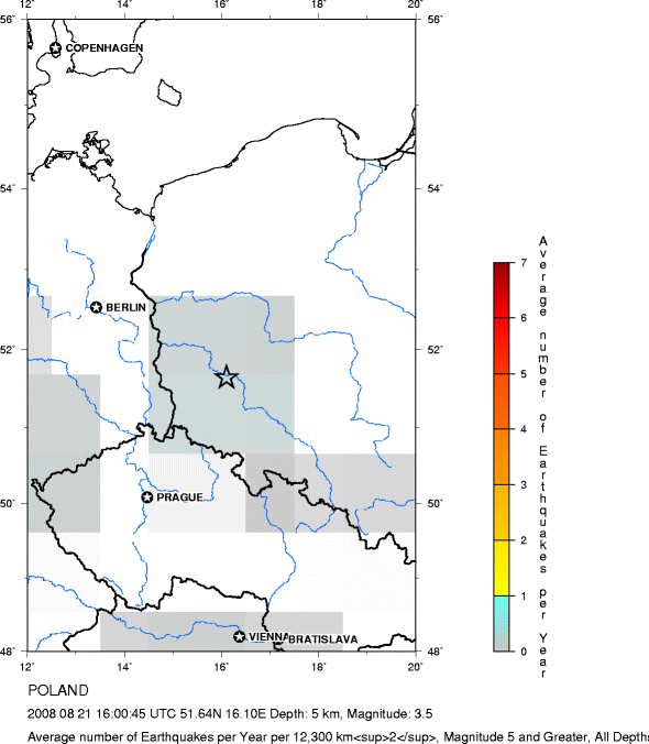 Earthquake Density Map, All depths