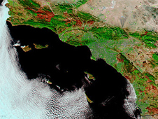 Satellite image of California wildfires