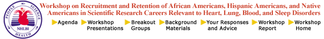 Workshop on Recruitment and Retention of African Americans, Hispanic Americans, and Native Americans in Scientific Research Careers Relevant to Heart, Lung, Blood, and Sleep Disorders